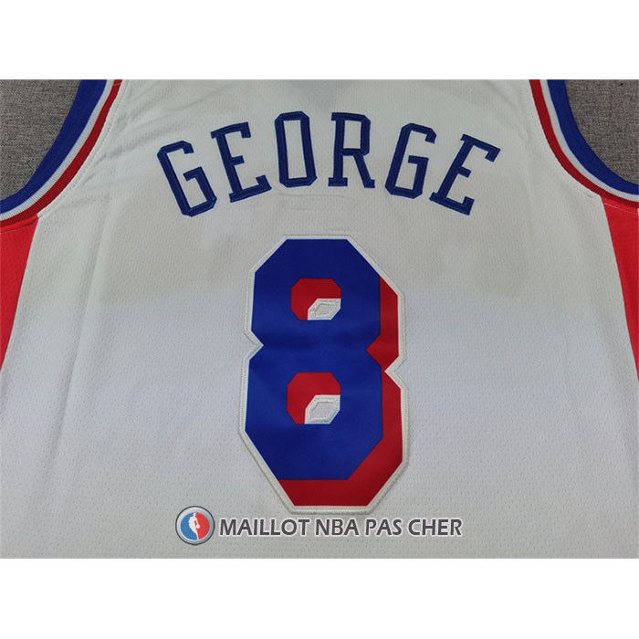 Maillot Philadelphia 76ers Paul George NO 8 Association 2024-25 Blanc